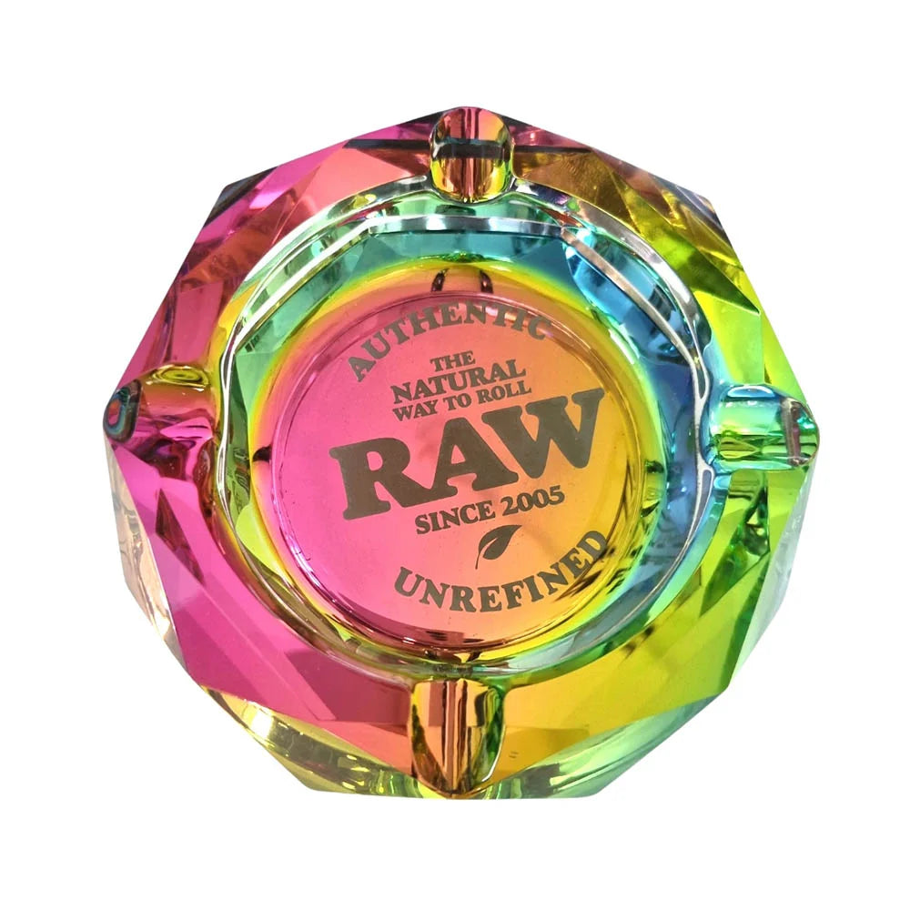 Raw Crystal Glass Ashtray - Multicolour Rainbow Edition