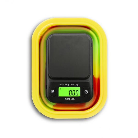 On Balance SBM 100g x0.01g Mini Silicone Bowl Digital Pocket Scale Rasta Colours