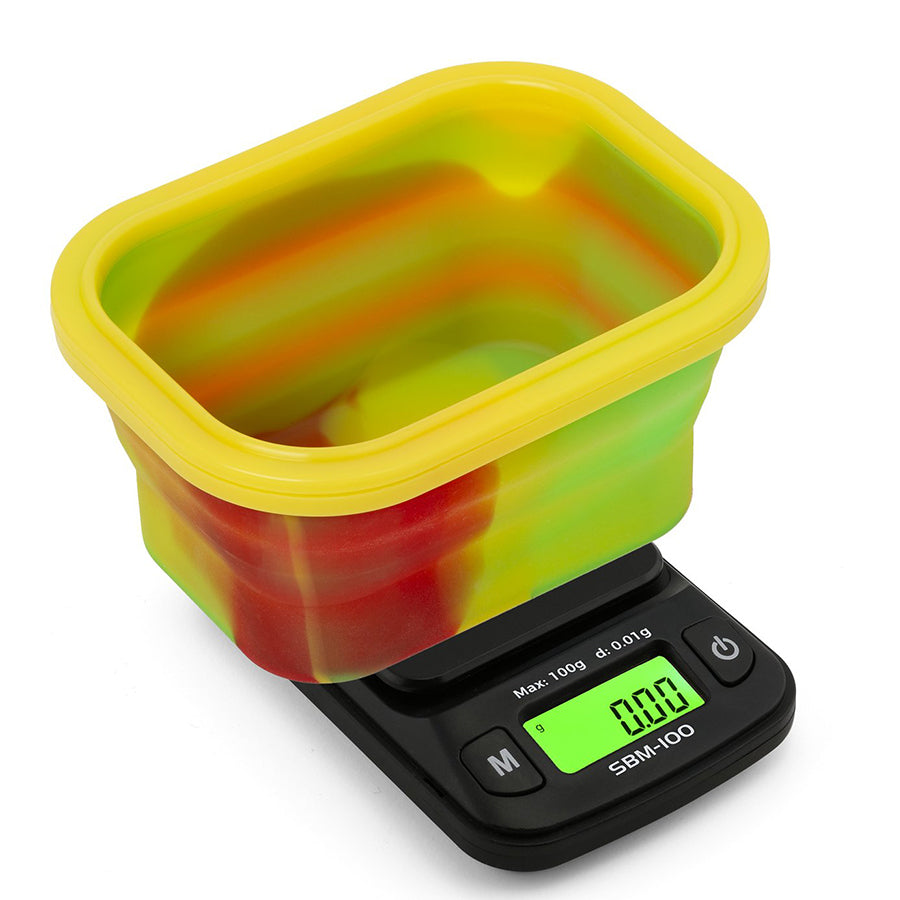 On Balance SBM 100g x0.01g Mini Silicone Bowl Digital Pocket Scale Rasta Colours