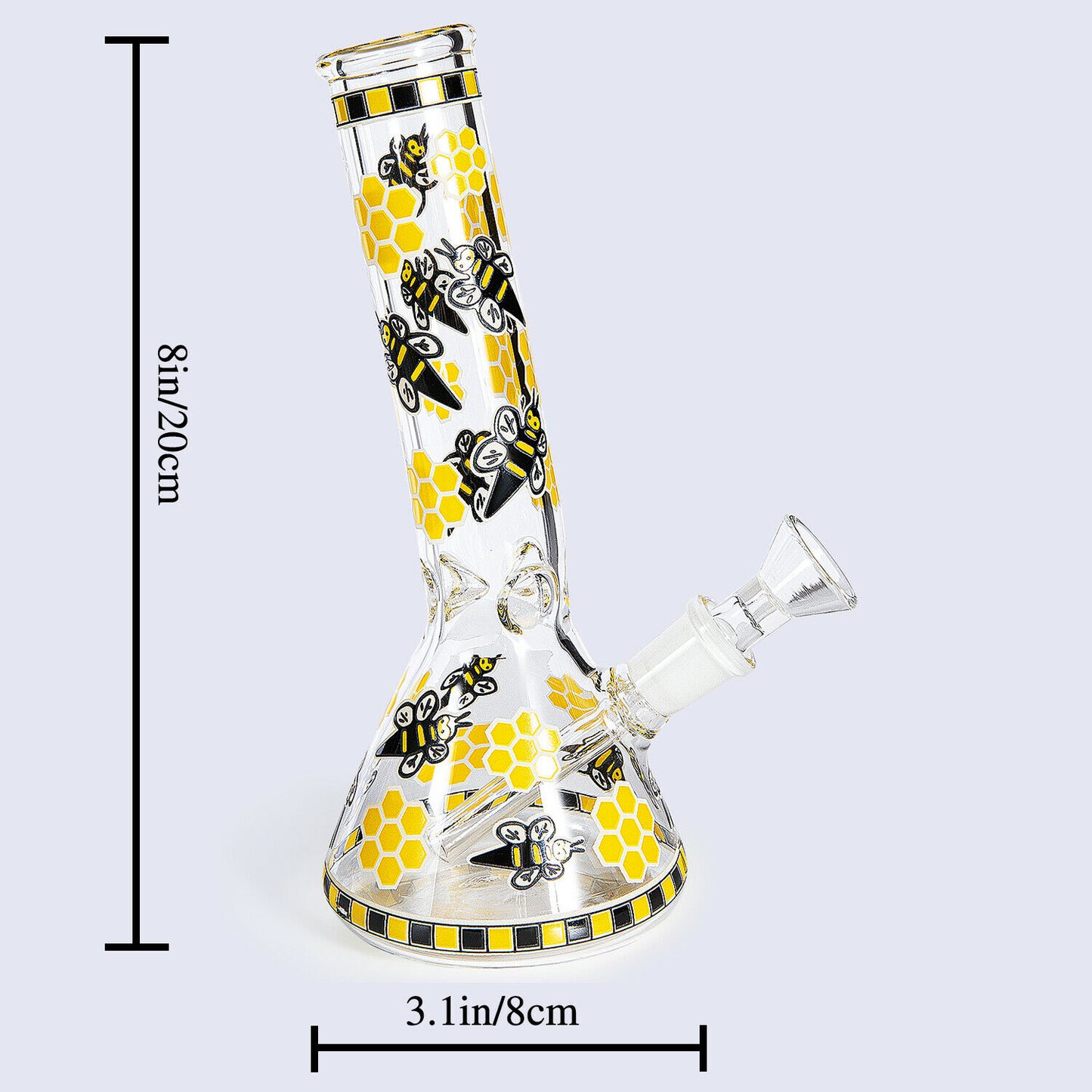 Yellow Bumble Bee Glass Bong (Glow In The Dark)
