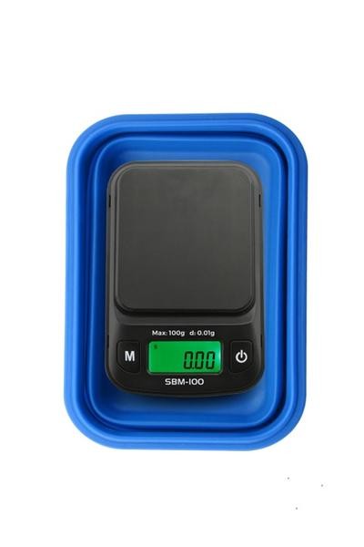 On Balance SBM 100g x 0.01g Mini Silicone Bowl Digital Pocket Scale Blue